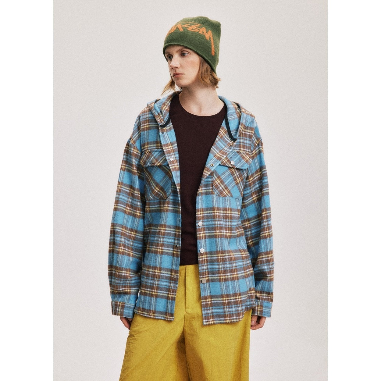 Retro Hooded Plaid Casual Shirt BX004