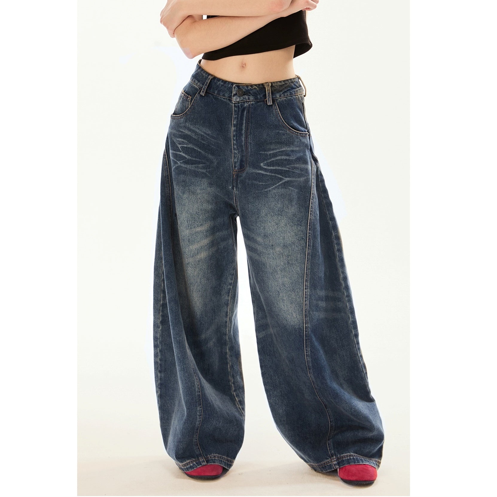 Vintage Style Loose Barrel-Leg Jeans EZ195