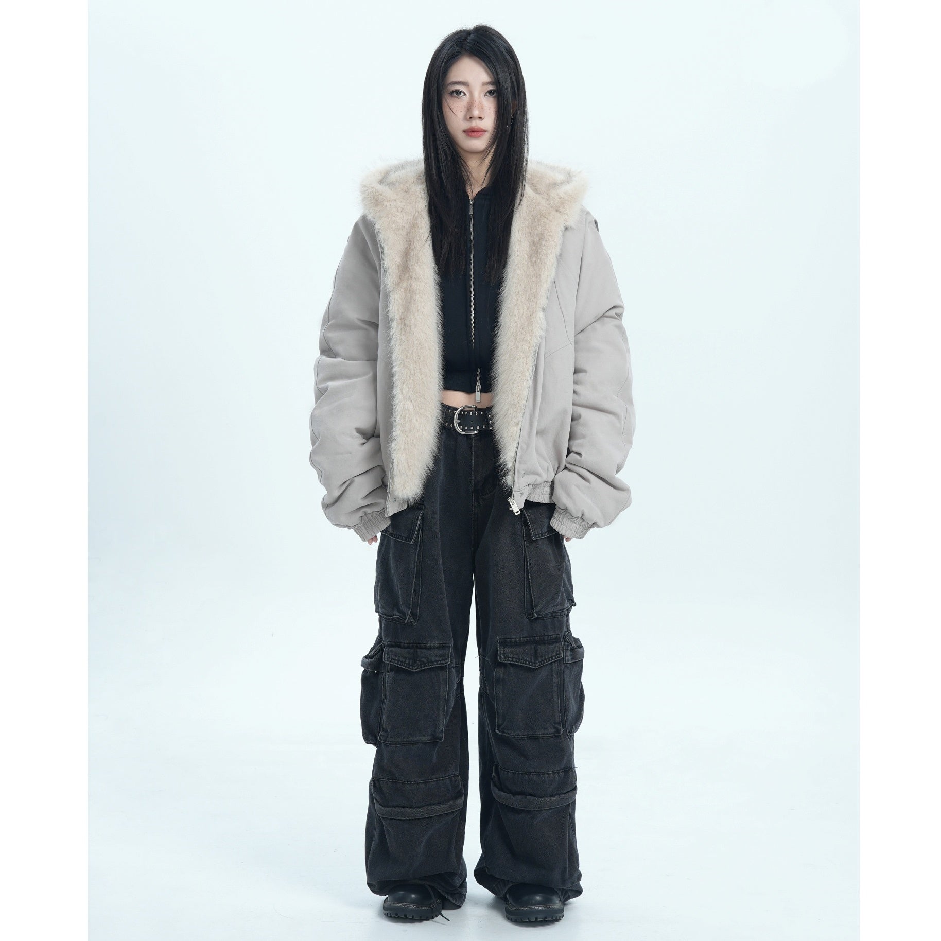 Fur Collar Casual Hooded Jacket MW9676