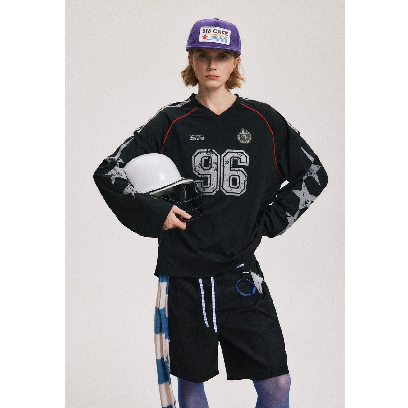 Campus Style Baseball Style V-neck Pullover BX002