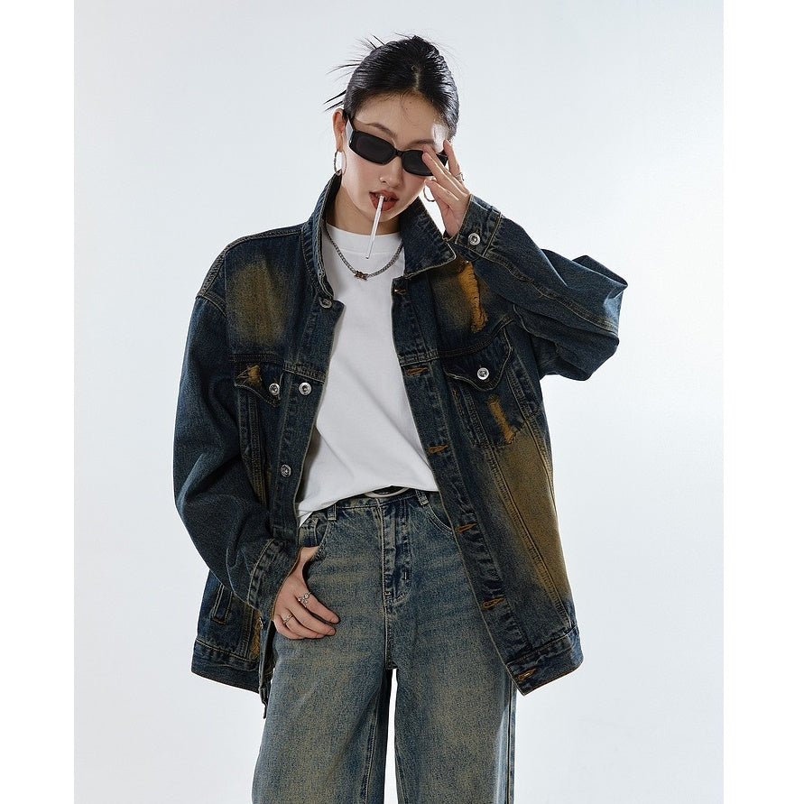 Vintage Washed Loose Denim Jacket MW9323