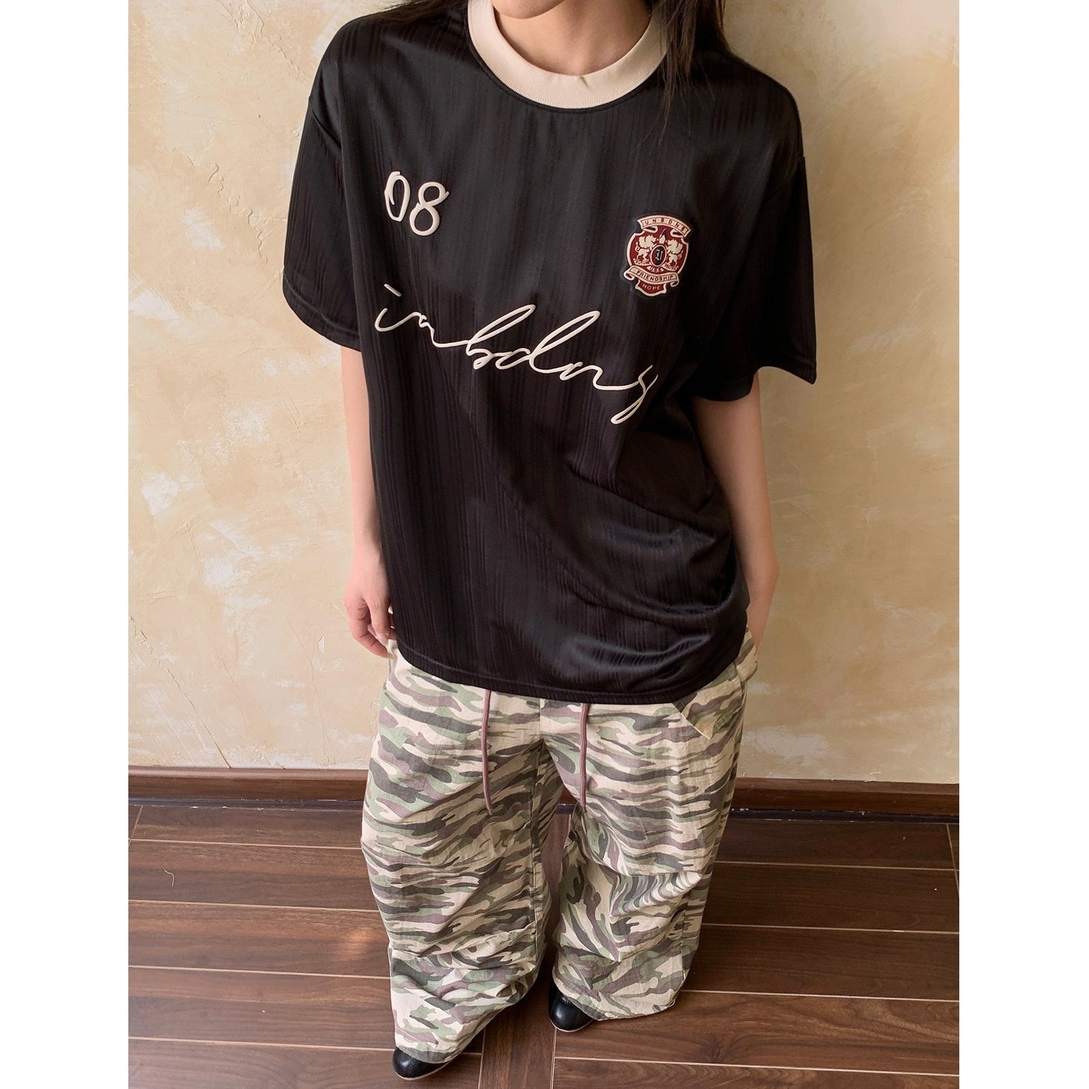 Ringer Neck Satin Sporty T-Shirt AP7012