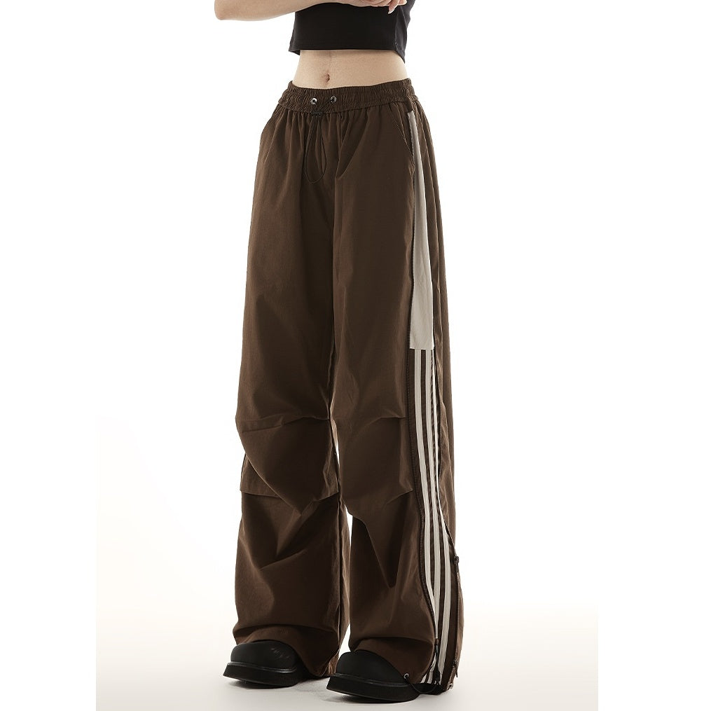 Side Zipper Line Design Parachute Pants MW10105