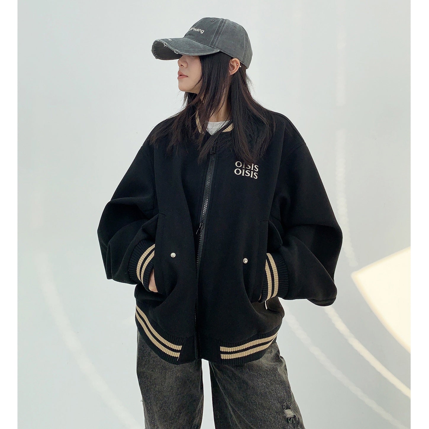 Embroidered Loose Baseball Blouson MW9857