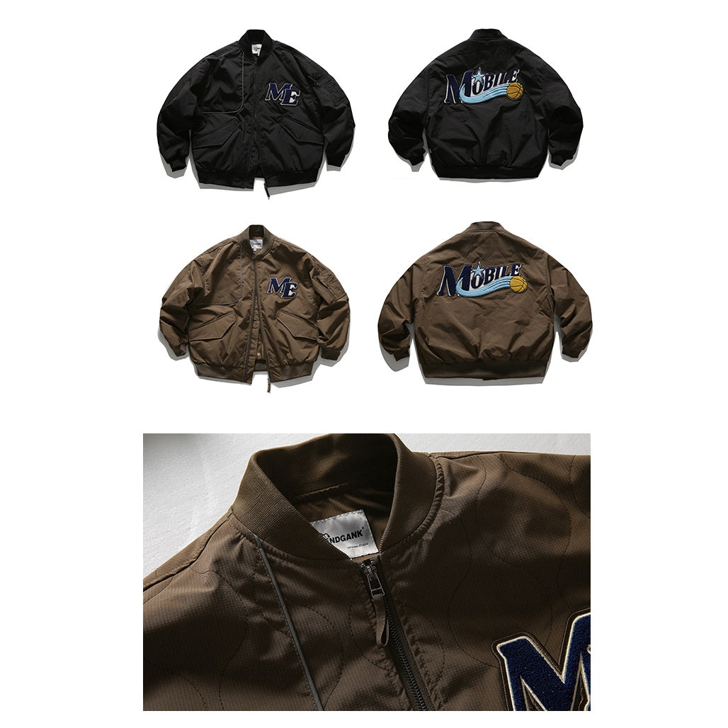 Embroidered Loose Quilting Baseball Jacket MW9536