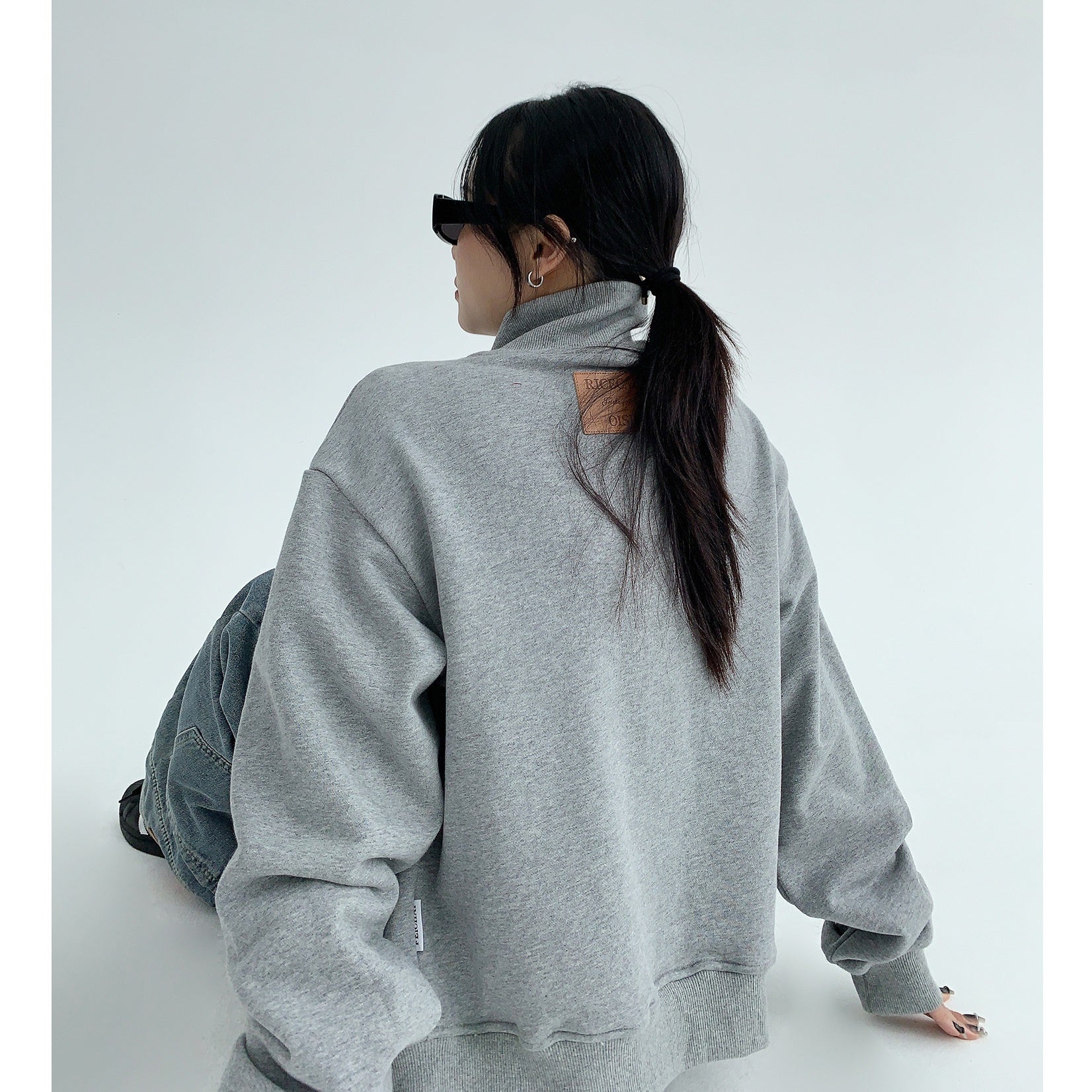 Stand Collar Short Zipper Sweat Jacket MW9468