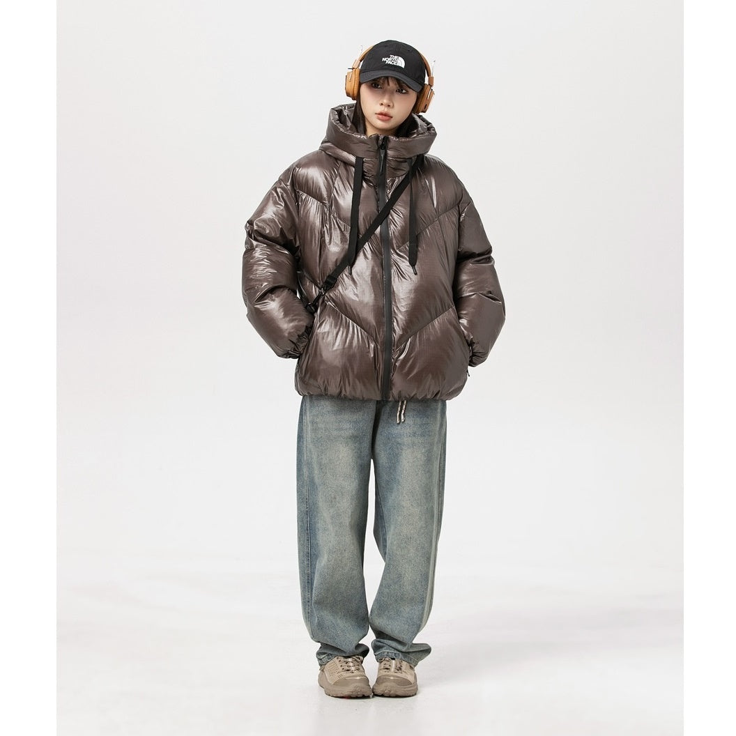 Loose Hooded Shiny Padded Jacket MW9657