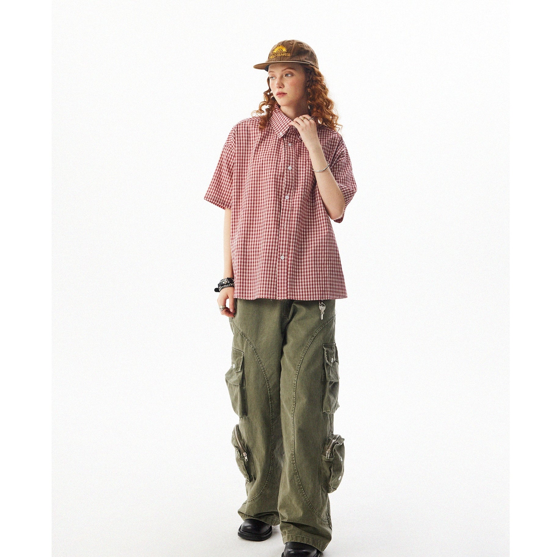 Unisex Check Short-sleeved Shirt MW10090