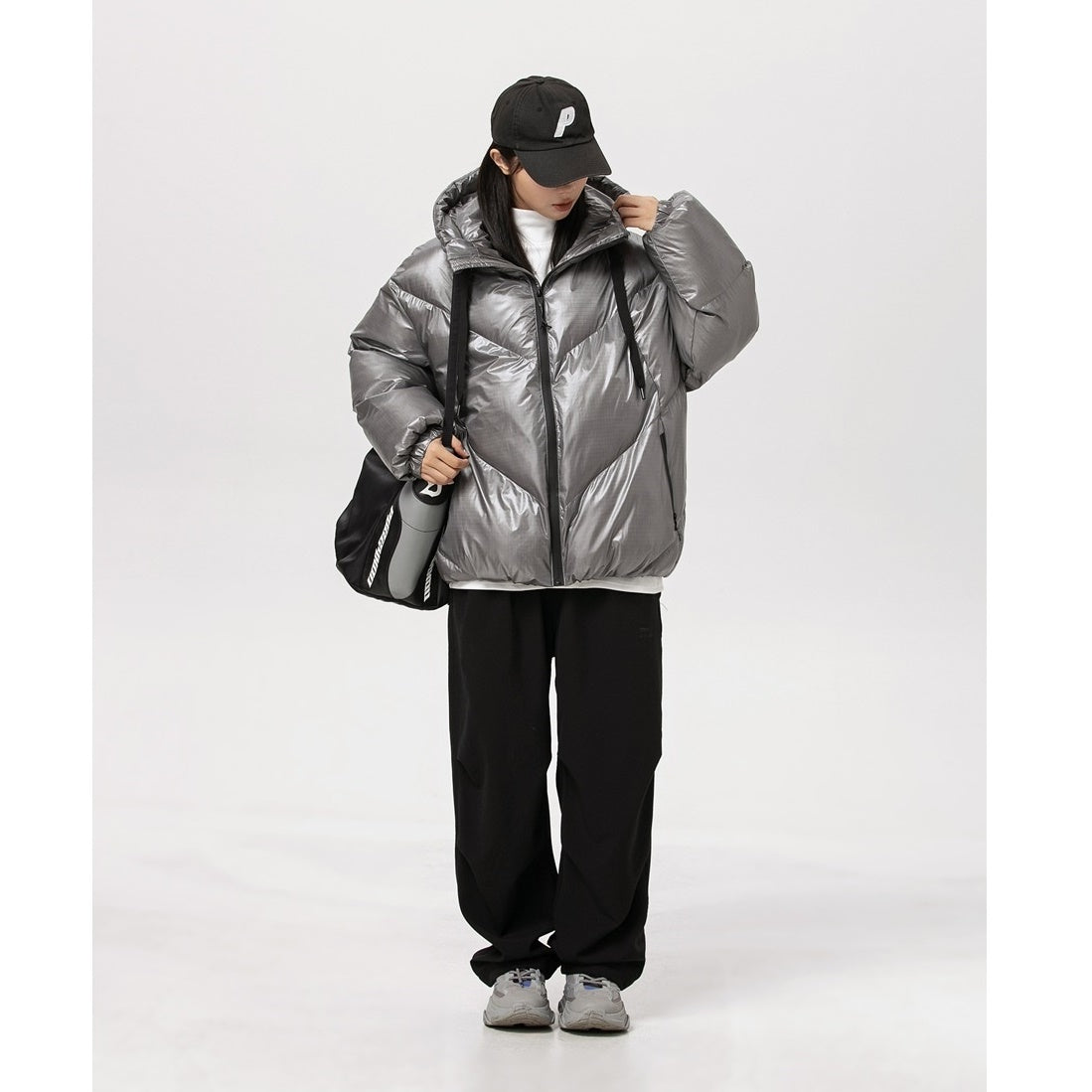 Loose Hooded Shiny Padded Jacket MW9657