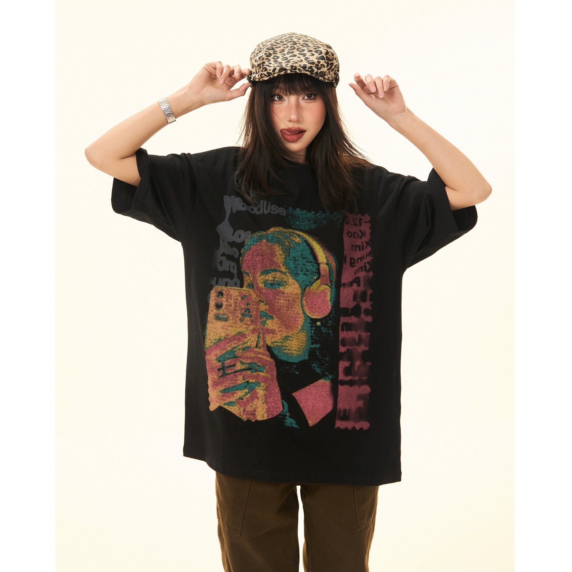 Vintage Character Print Loose T-Shirt MW9284