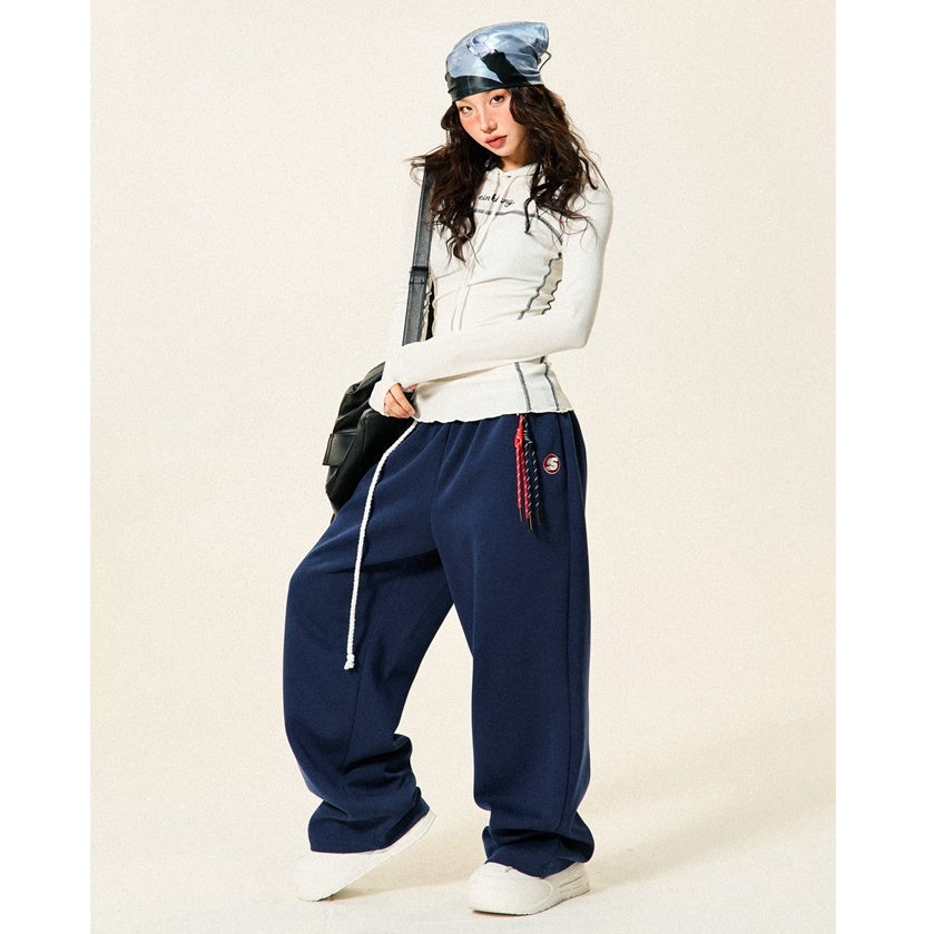 Braided Rope Loose Straight Sweatpants YS014