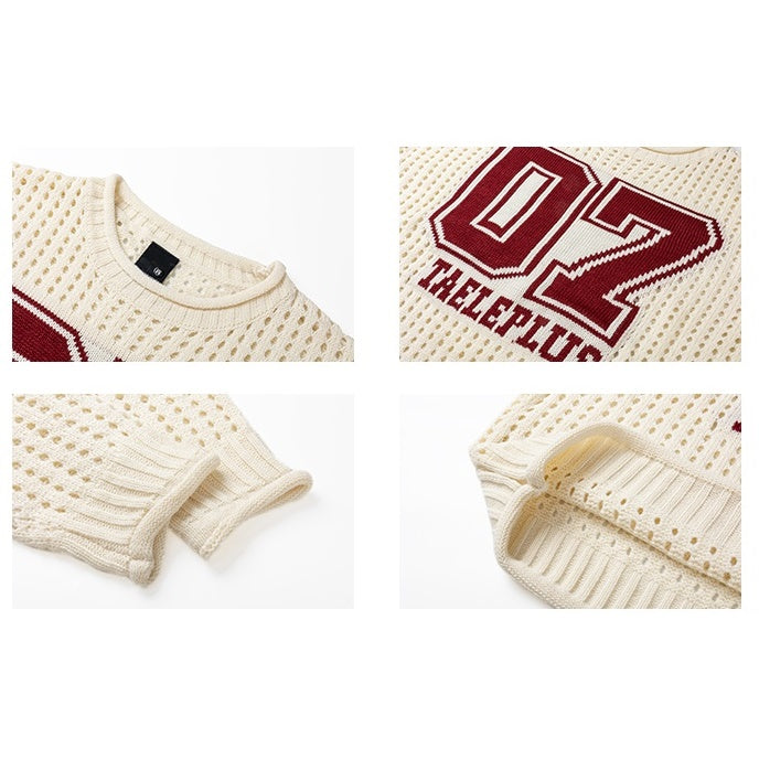 Cut-out Crew Neck Number Sweater MW9520