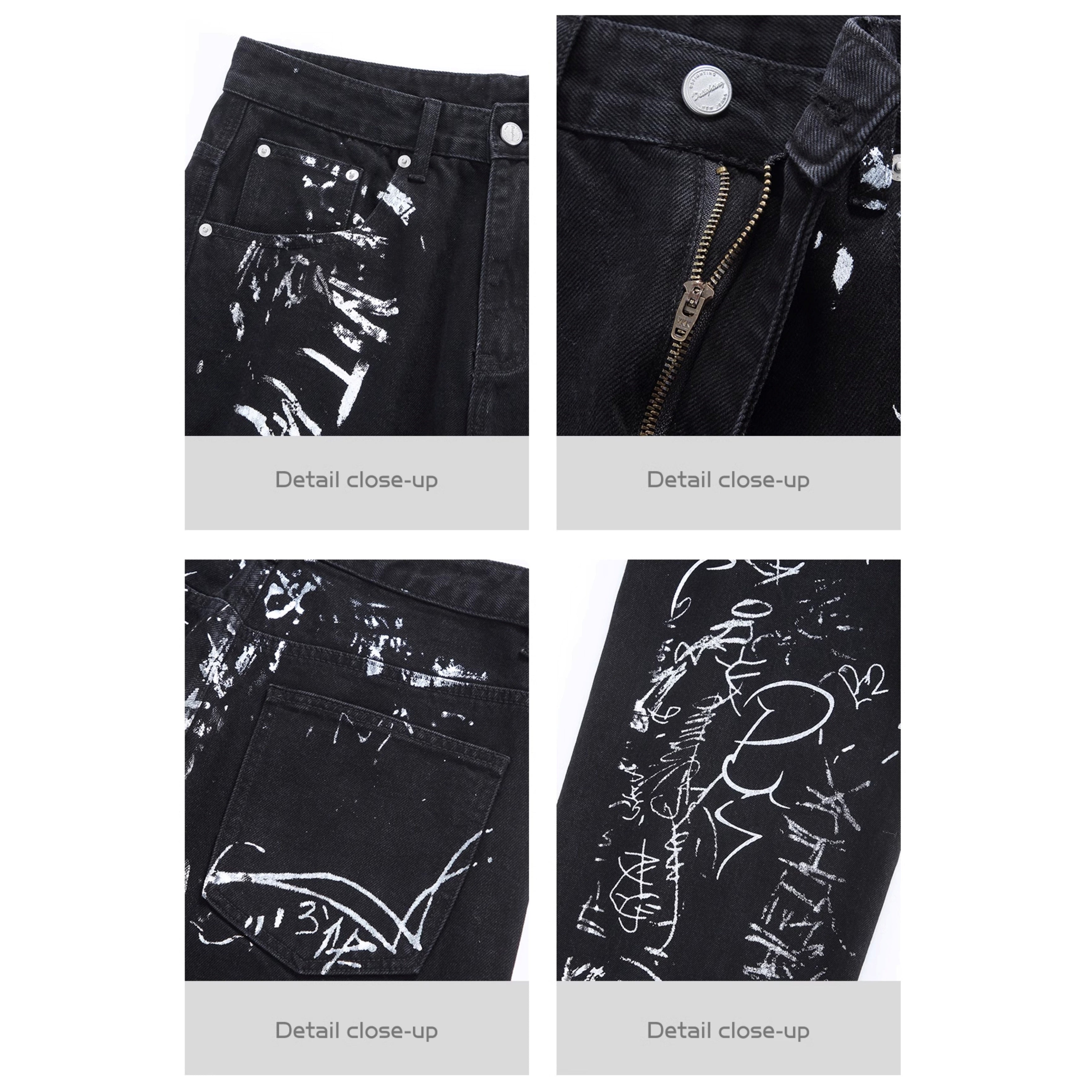 Street Graffiti Print Loose Straight Jeans ND1007