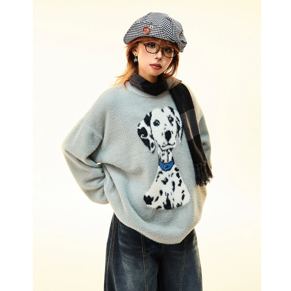 Dalmatian Dog Loose Soft Waxy Sweater MW9697