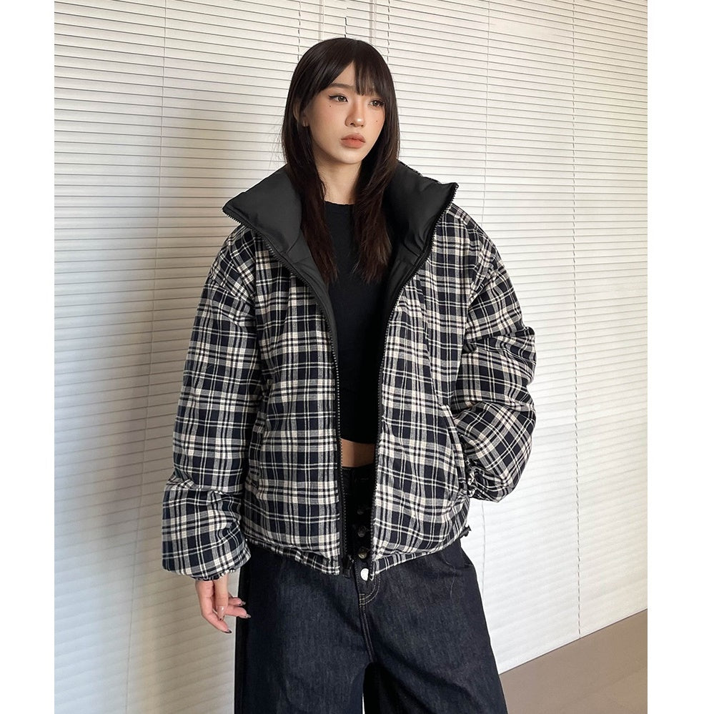 Retro Reversible Plaid Padded Jacket MW9746