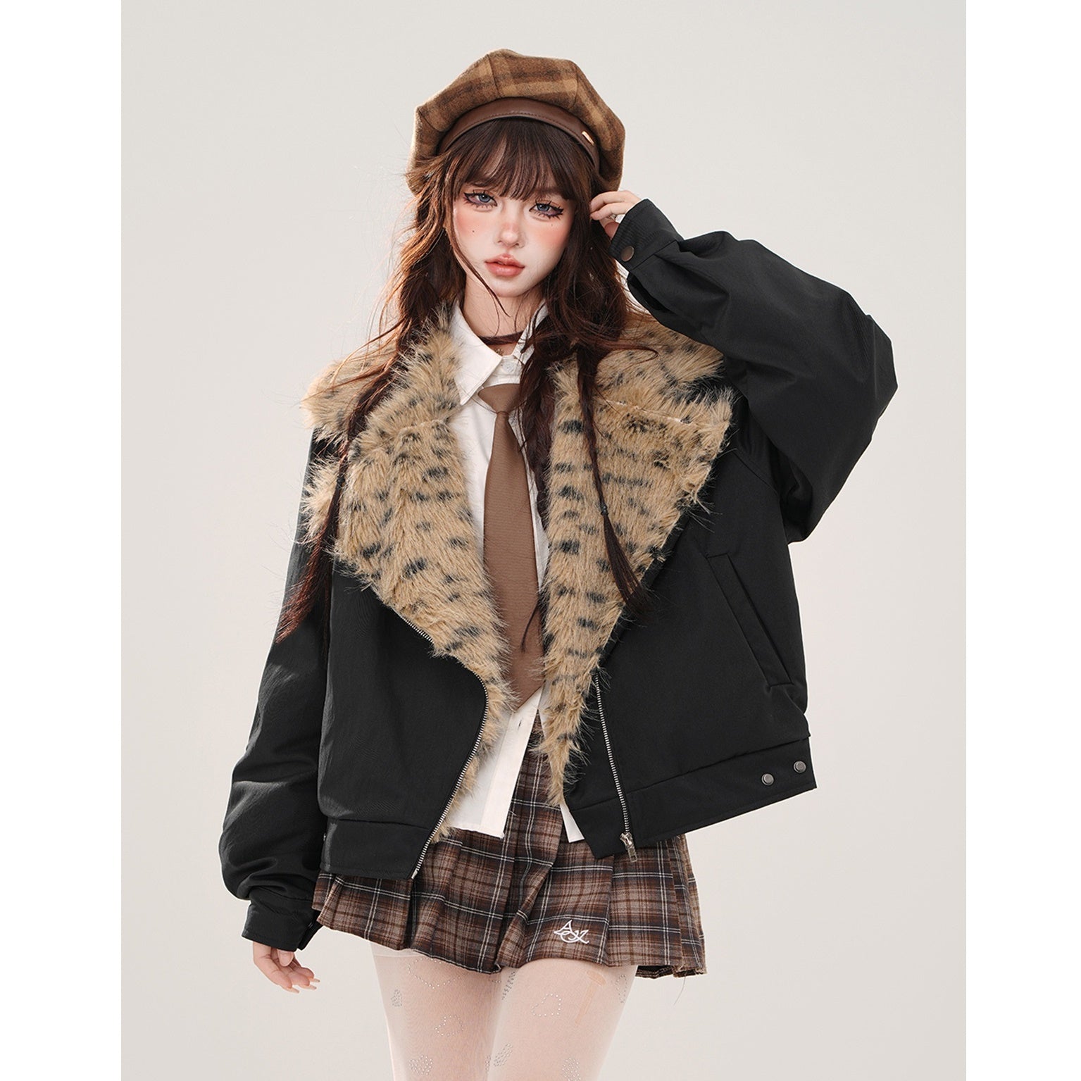 Leopard Print Plush Jacket KK2012