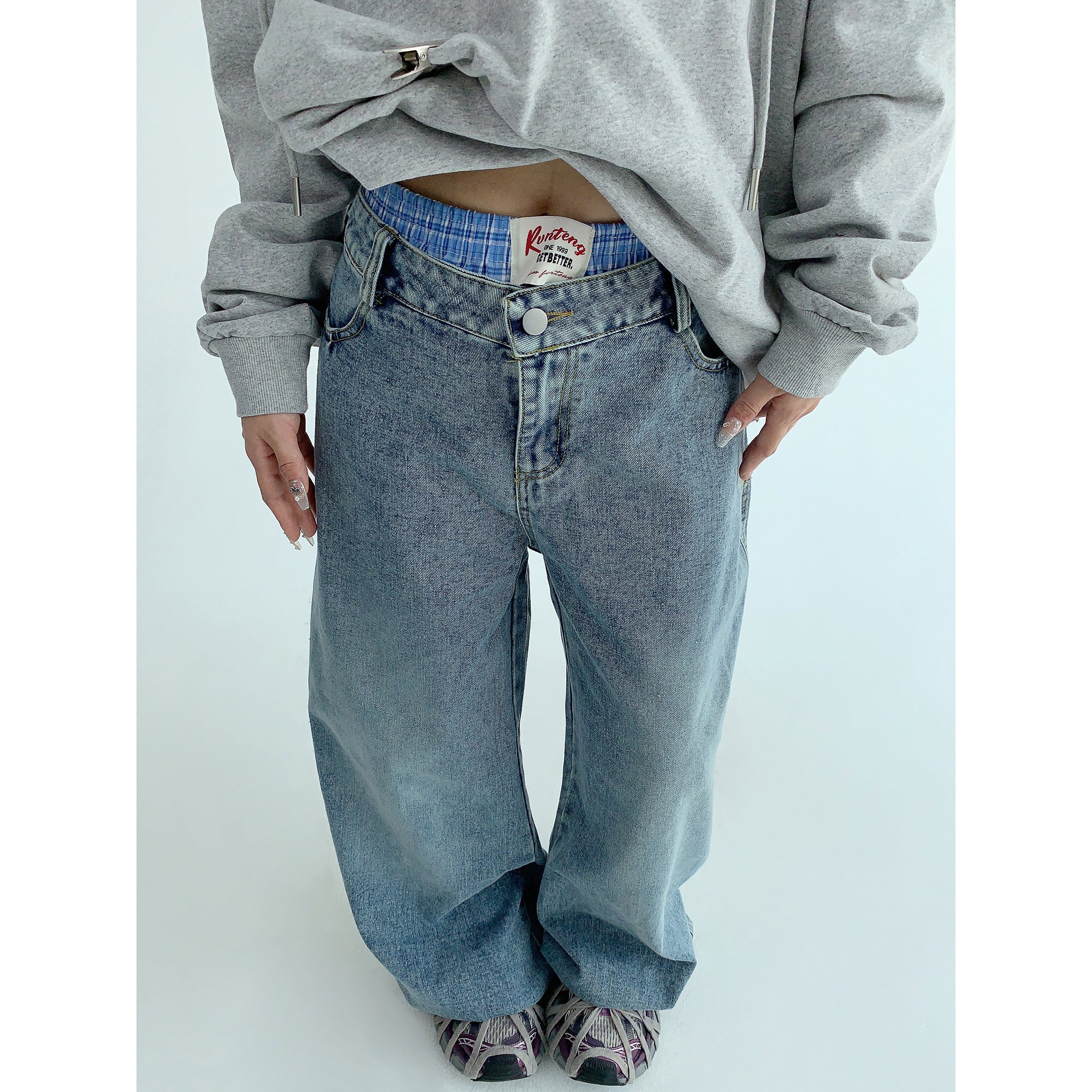 Double Waist Loose Straight Jeans MW9501