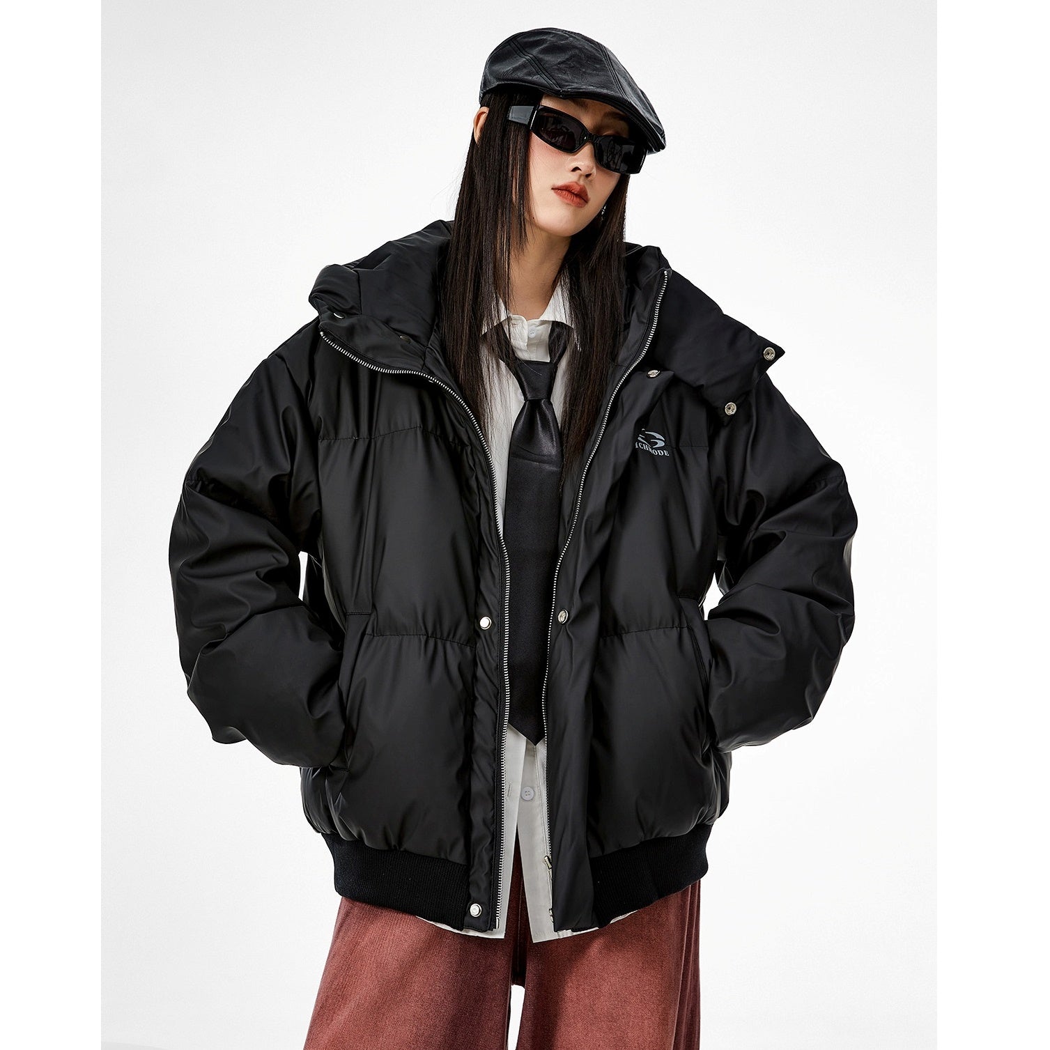 High Neck Hooded Down Jacket MW9666