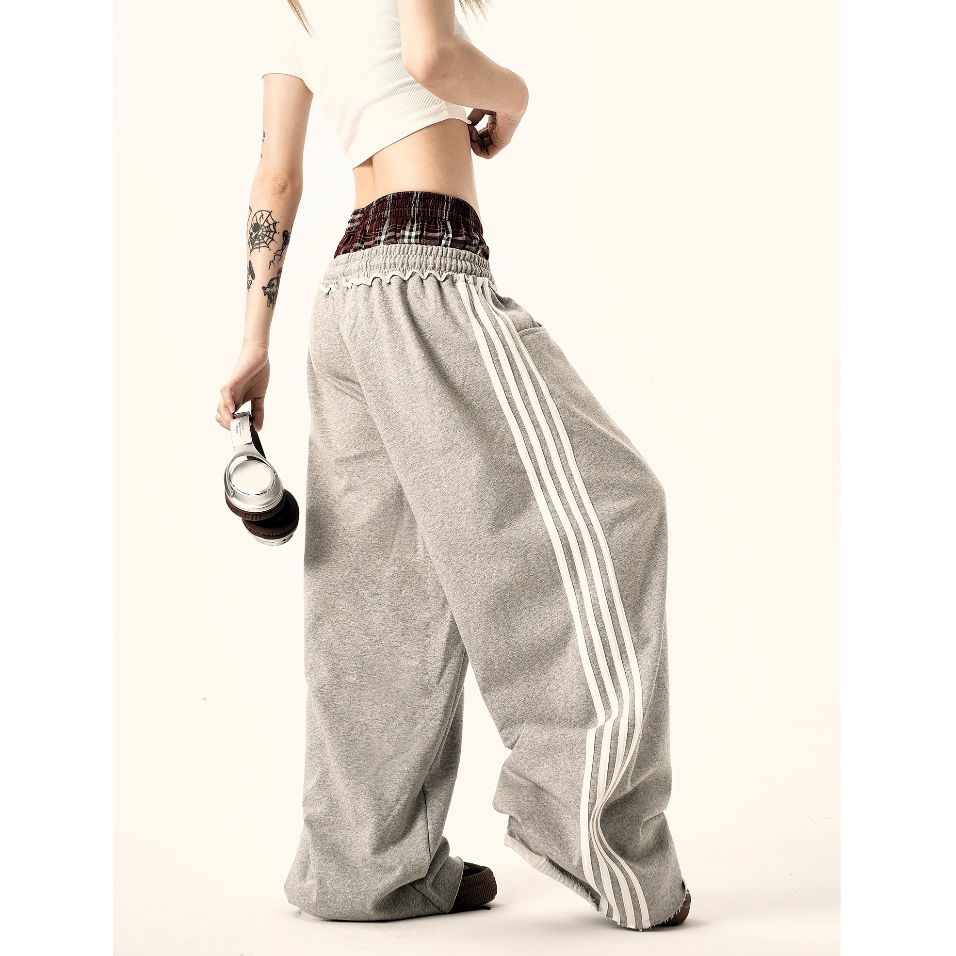 Double Waist Side Line Loose Sweat Pants MW9338