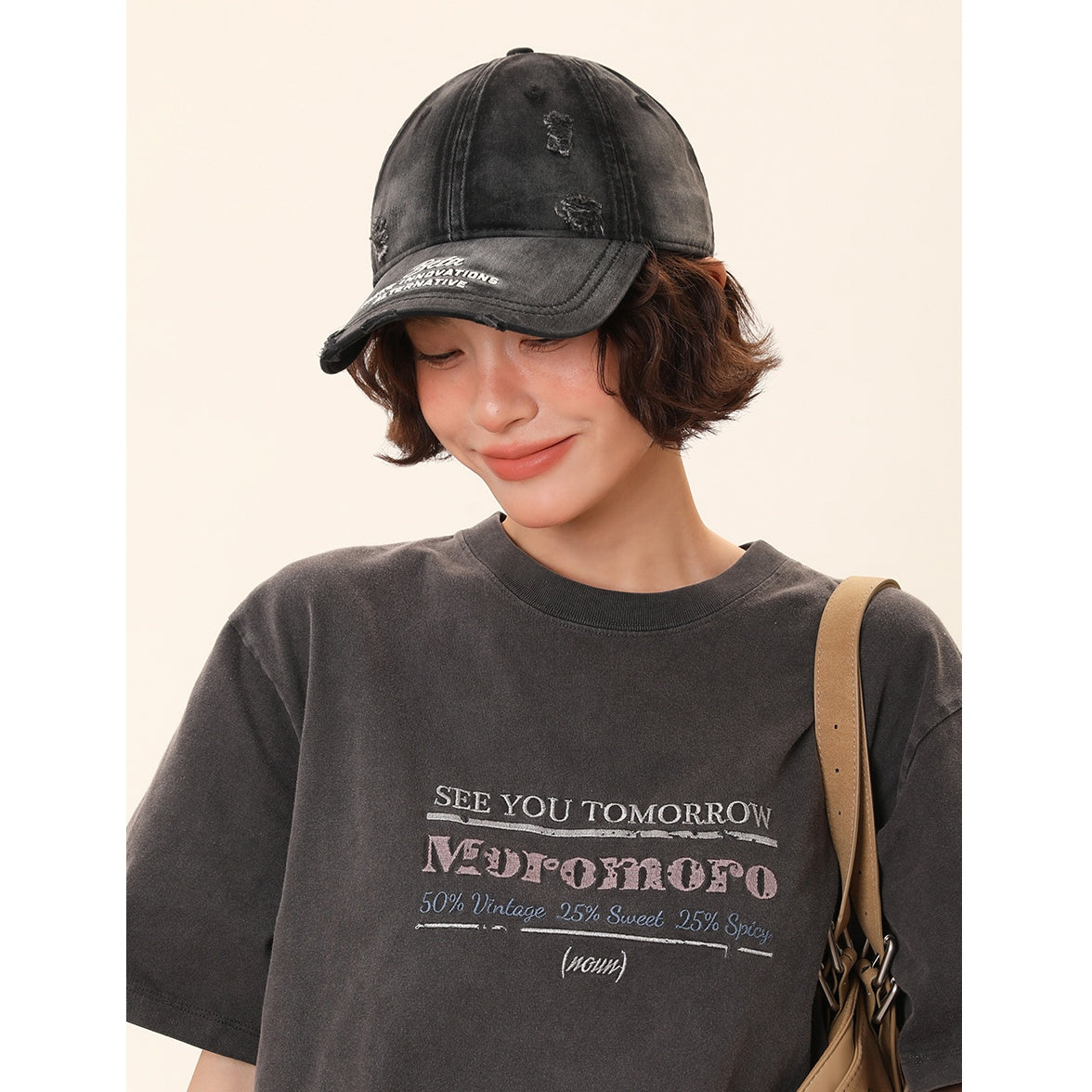 Washed Ripped Wide-brimmed Cap MW10118