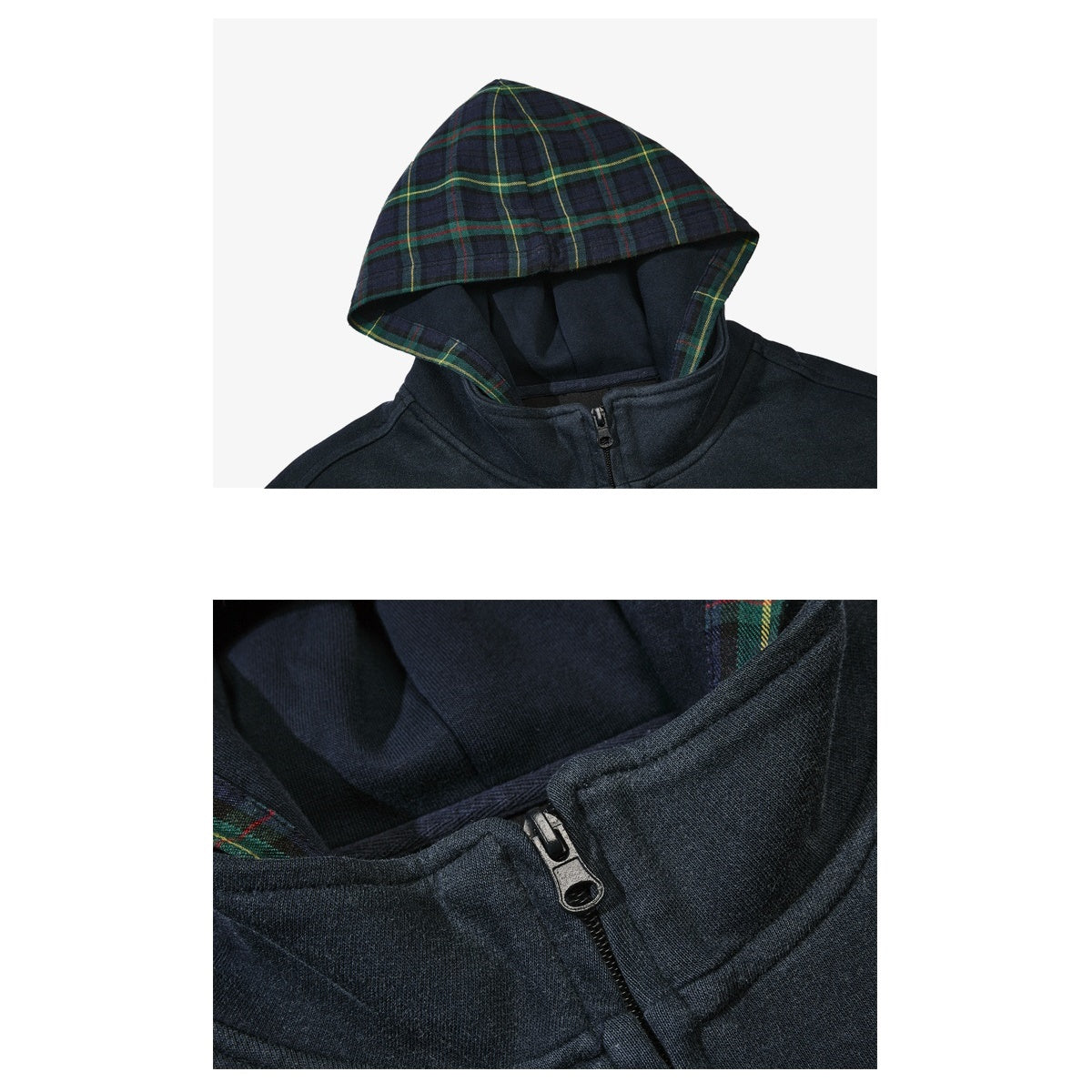 Plaid Hooded Stitched ZIP-Up Jacket MW9329