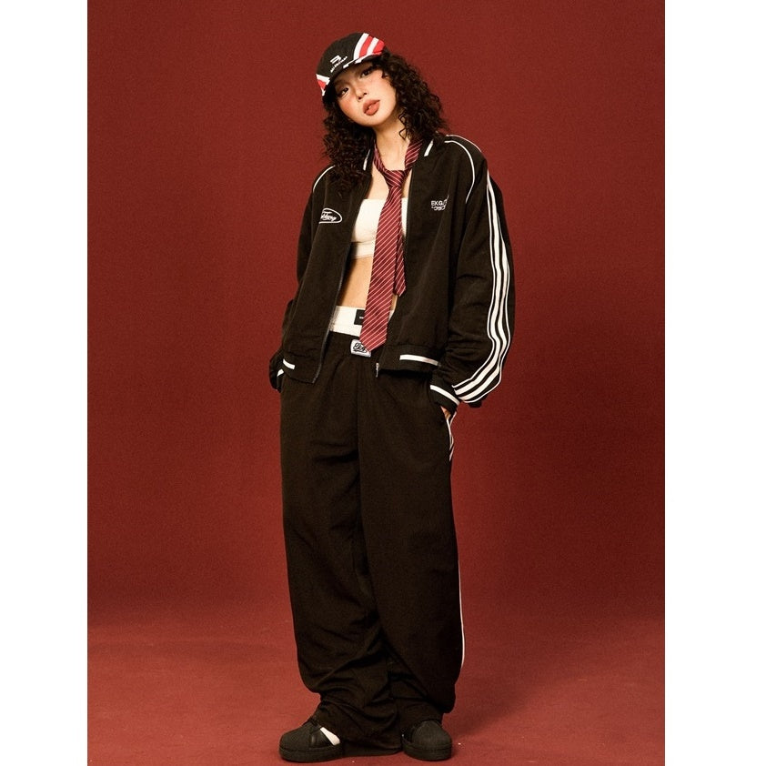 Track Jacket & Side Striped Loose Casual Pants MW9432