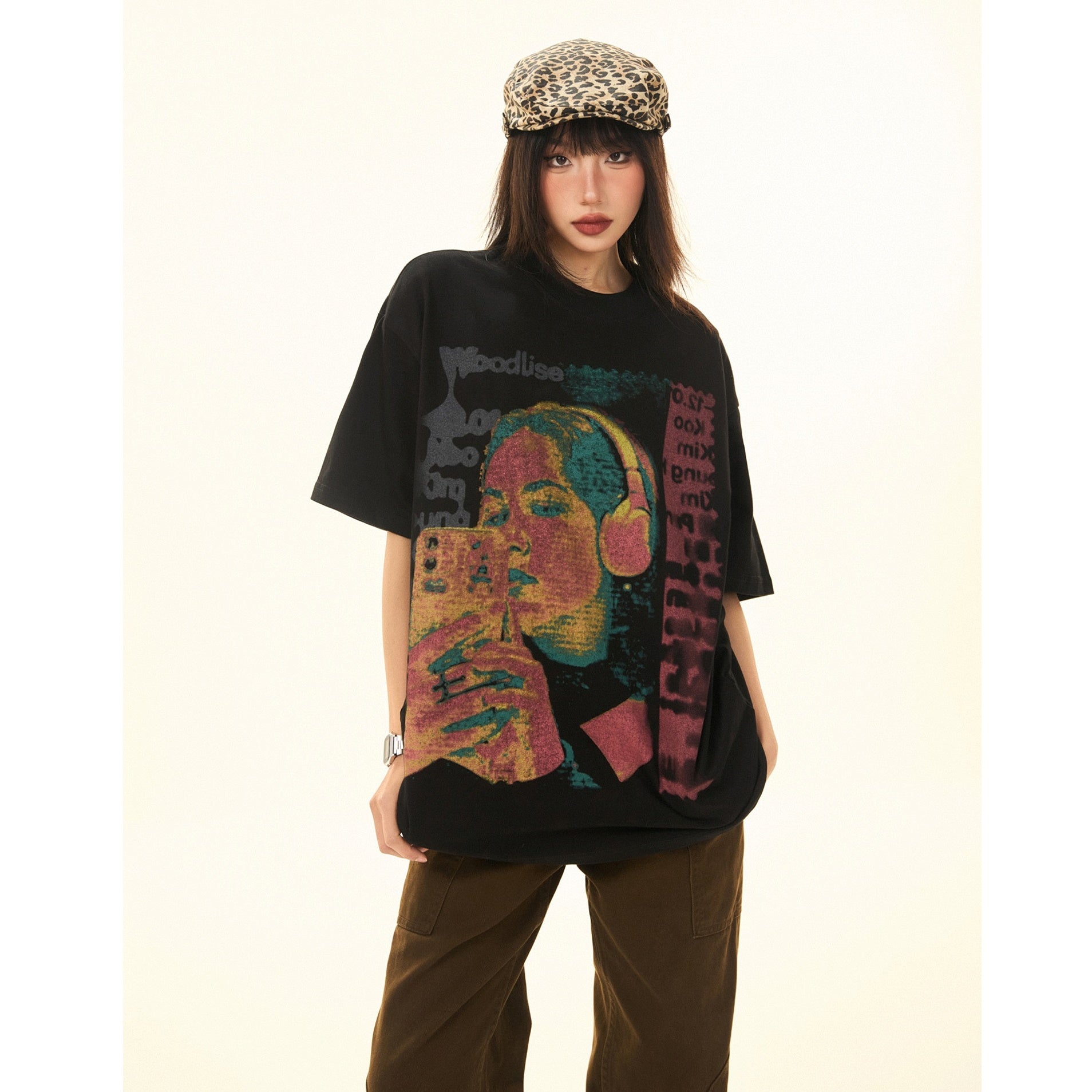 Vintage Character Print Loose T-Shirt MW9284