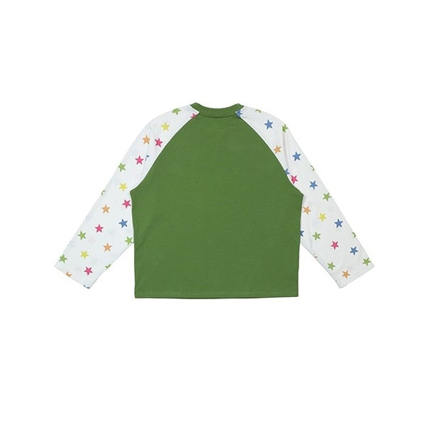 Colorful Stars Print Contrast Raglan Sleeve T-Shirt EZ158