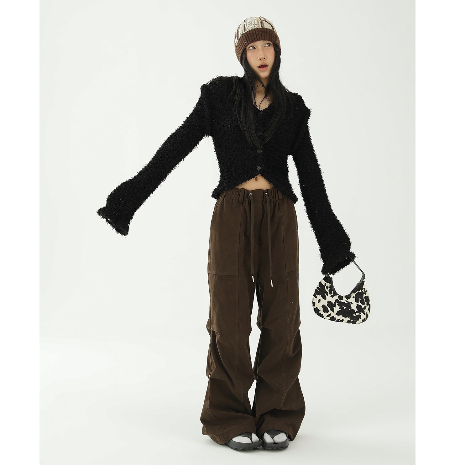 Drawstring Wide Leg Pleated Casual Pants AC7071