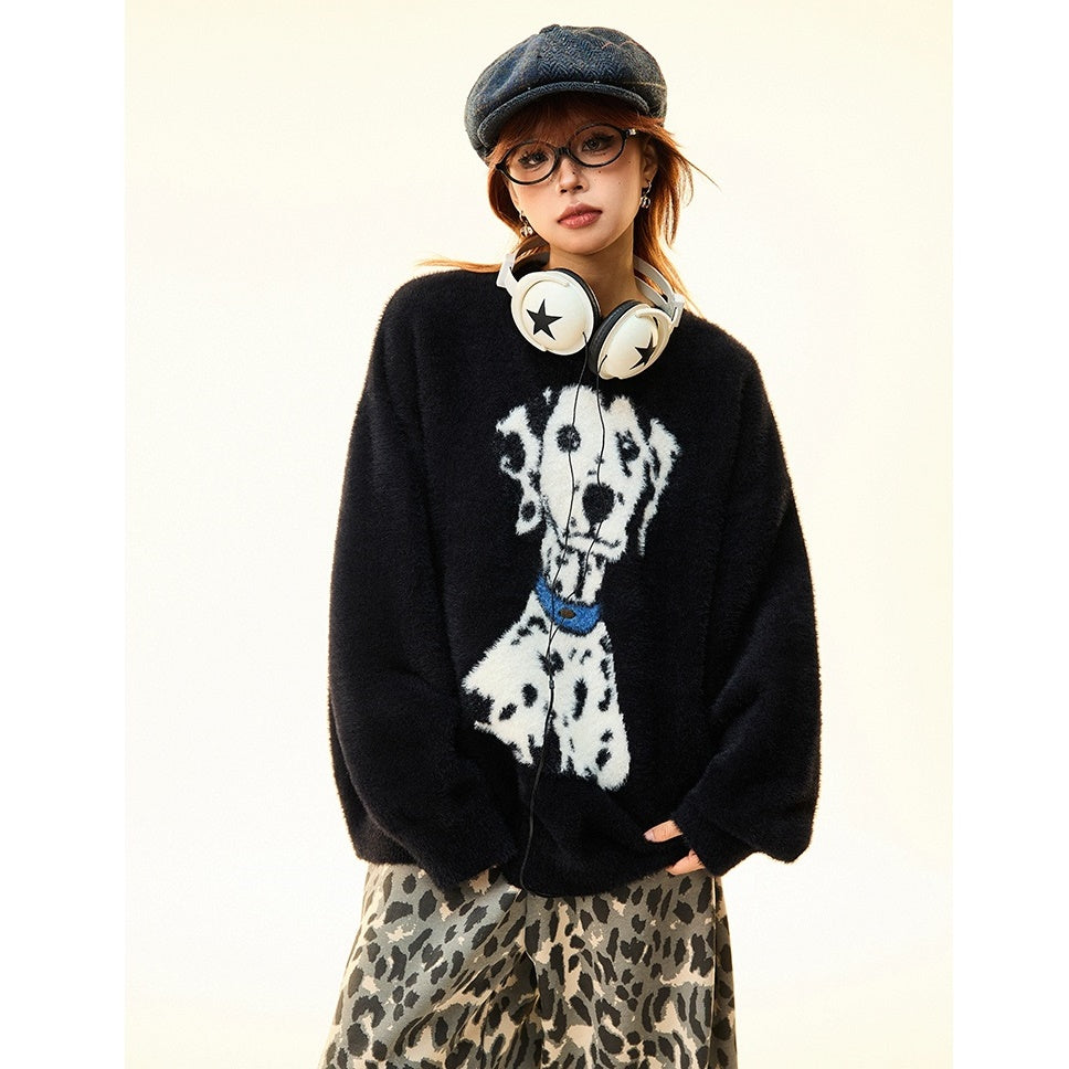 Dalmatian Dog Loose Soft Waxy Sweater MW9697