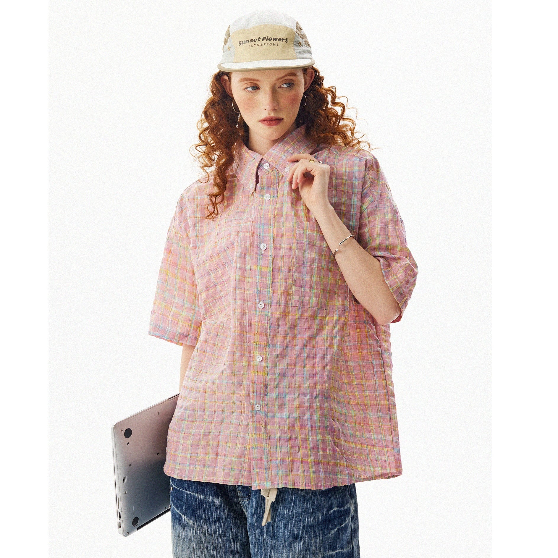 Check Seersucker Short Sleeve Shirt MW10088