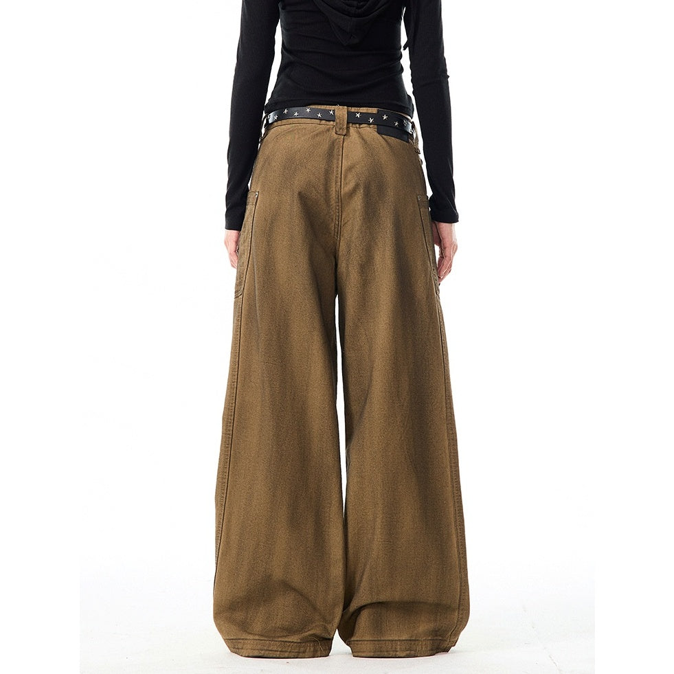 Retro Brush Dirty Wide-Leg Work Pants MW9961