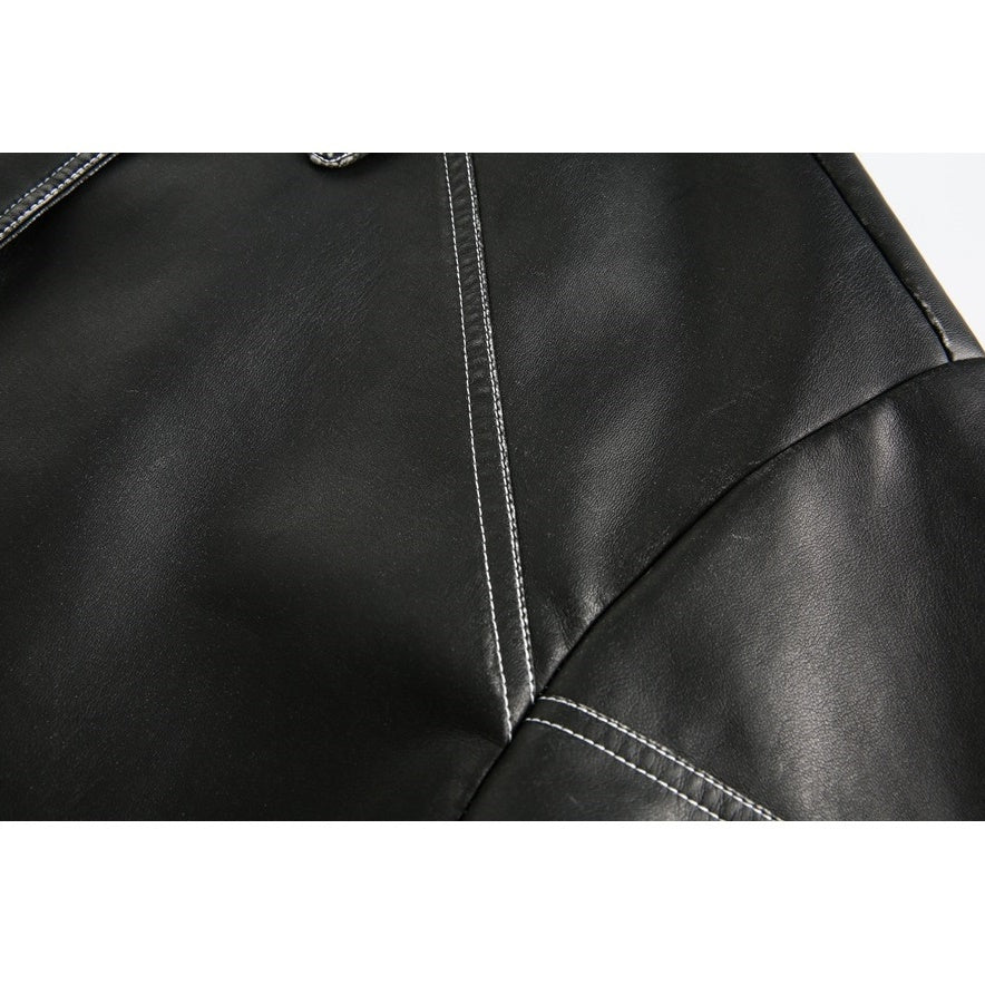 Loose Motorcycle Stitch PU Leather Jacket MW9579