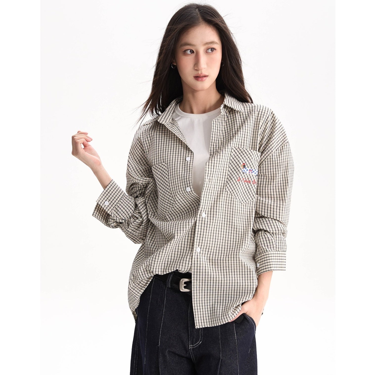 Dog Print Checked Shirt AP7011