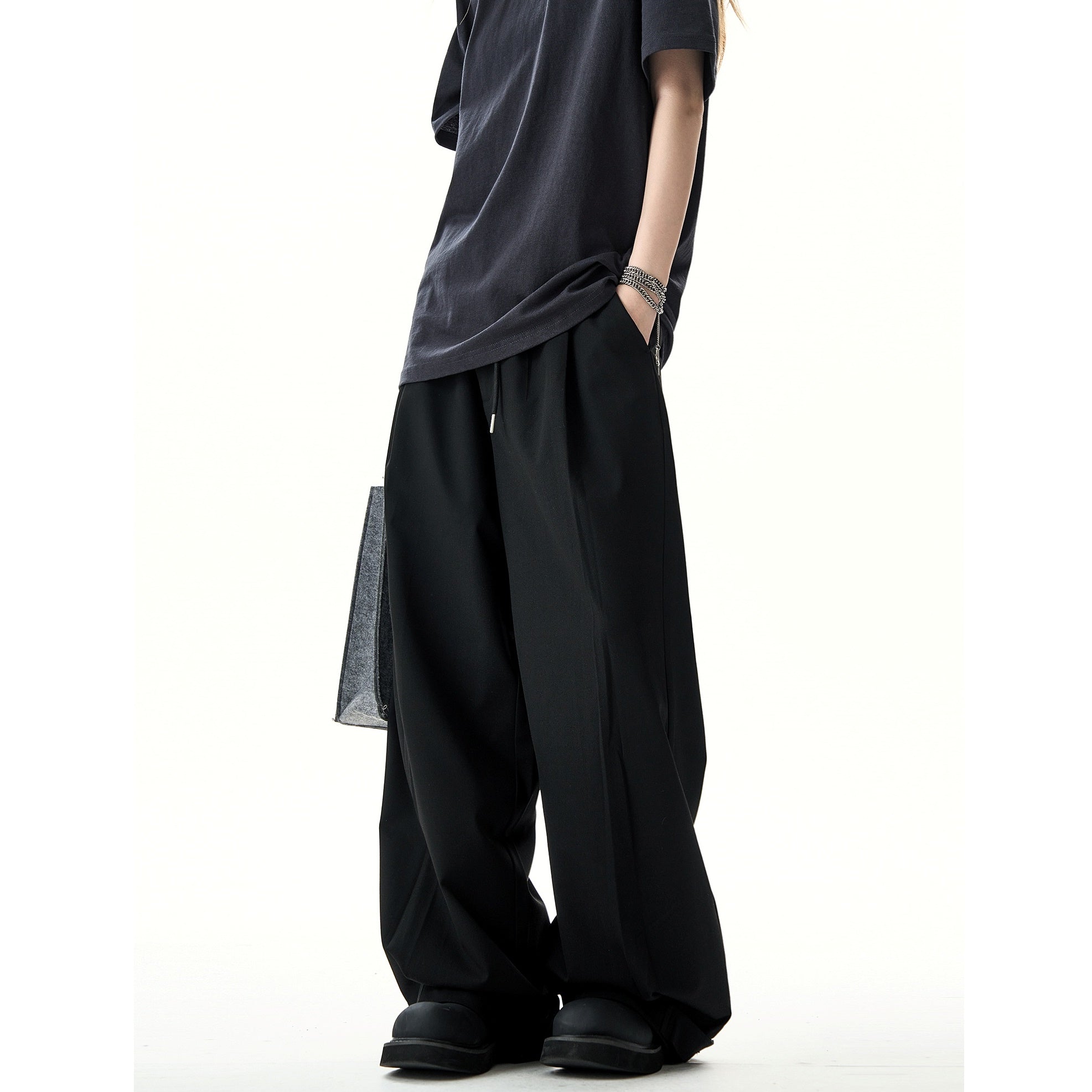 Relaxed Waist Tuck Wide-leg Straight Pants HG7135