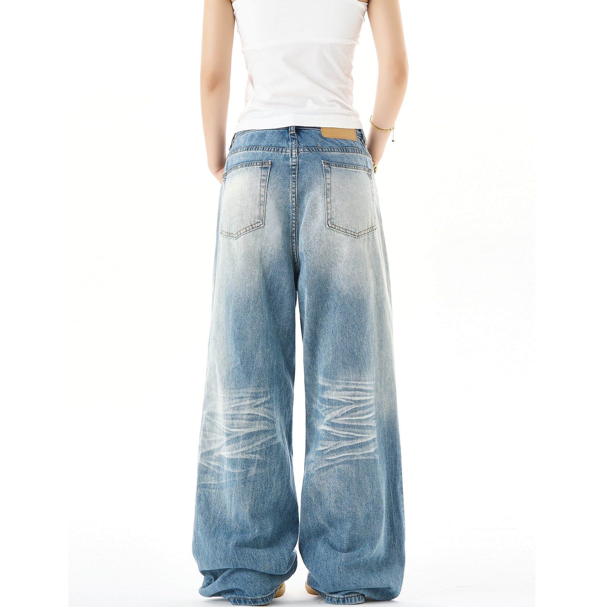 Washed Loose Wide-leg Jeans HG7057