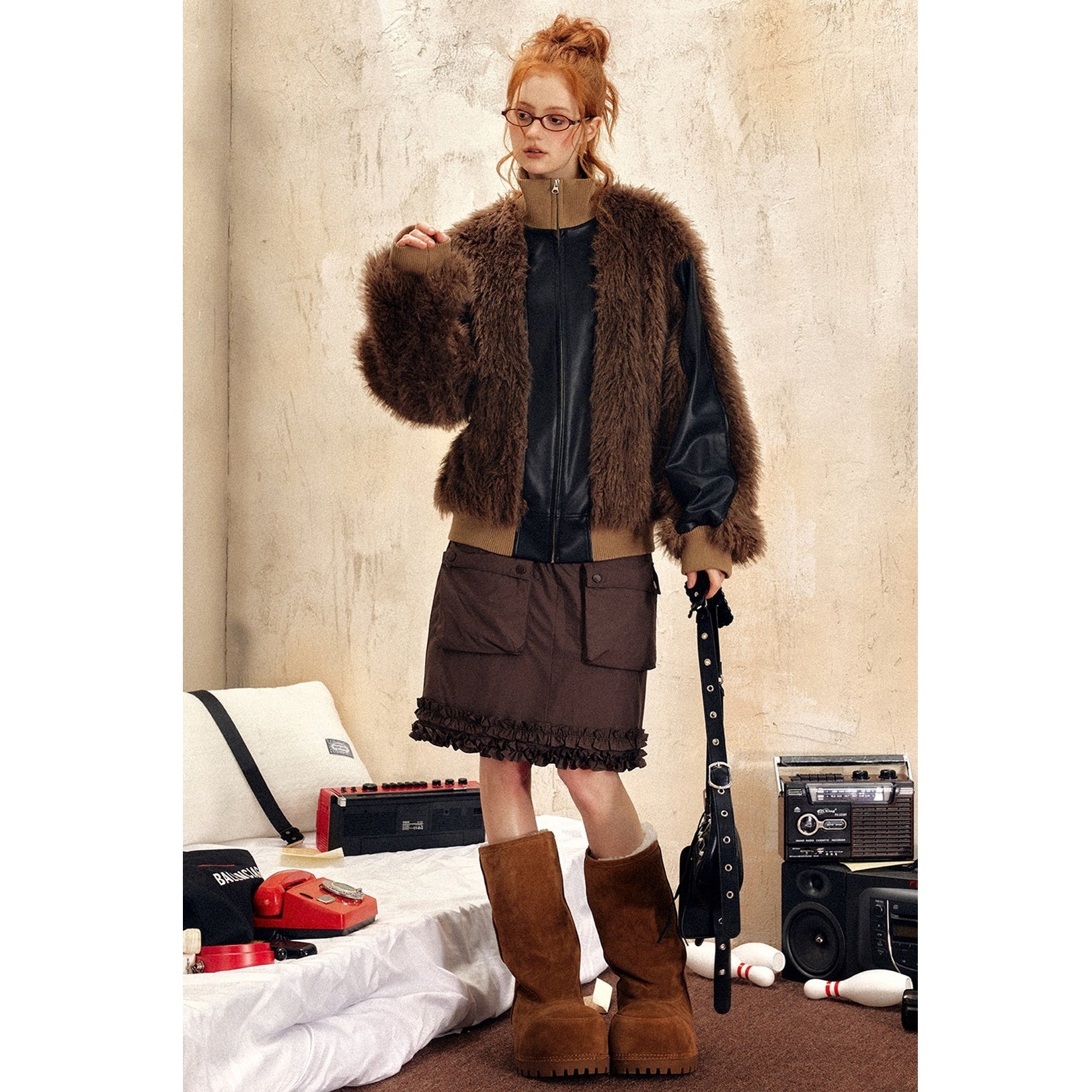 Zip-Up Long Plush Fur Jacket EZ210