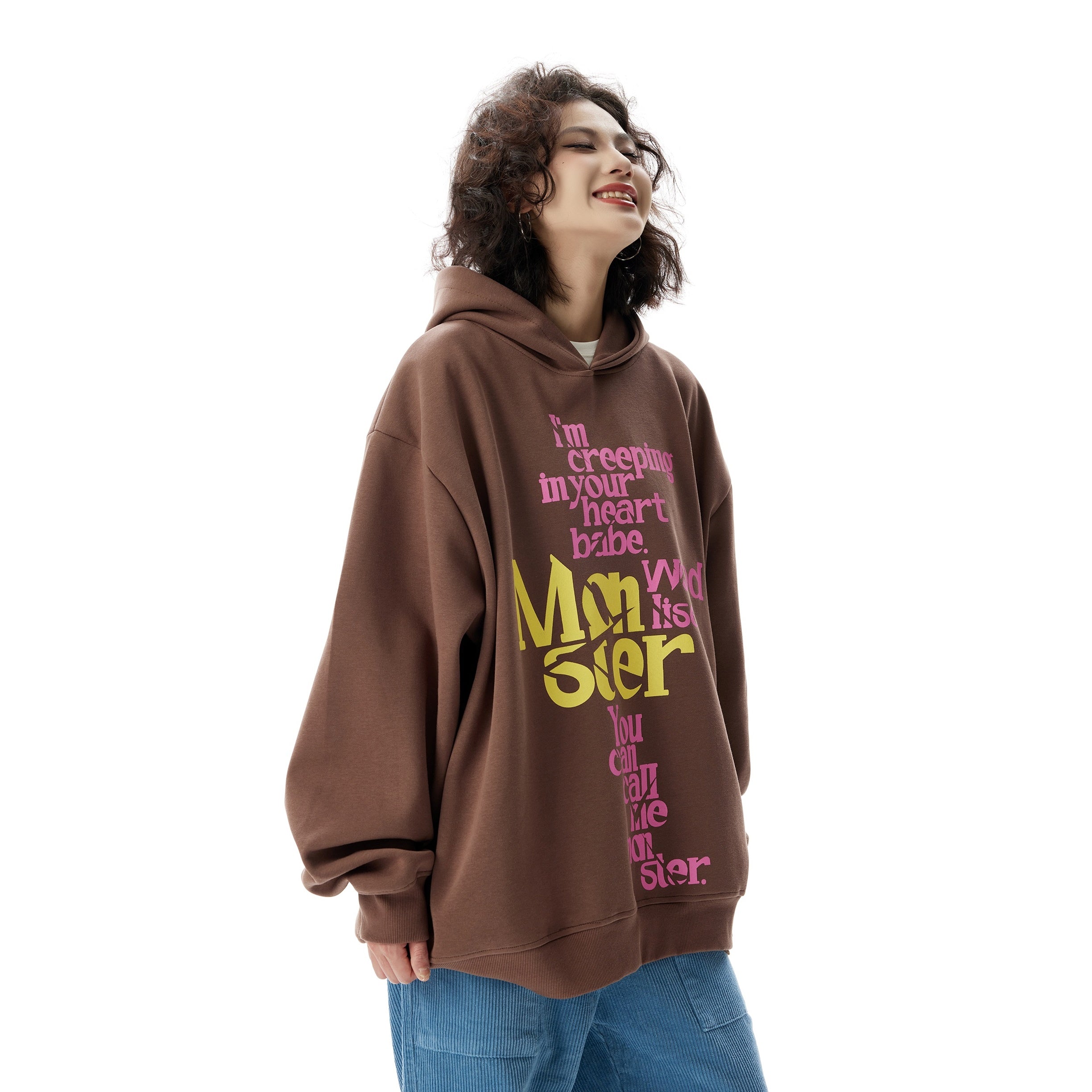 Drop Shoulder Loose Lettering Hoodie HG7184