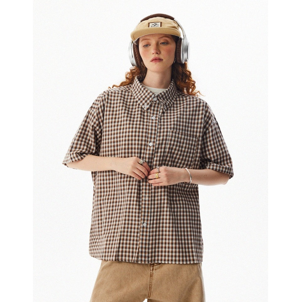 Vintage Gradient Check Short Sleeve Shirt MW10084