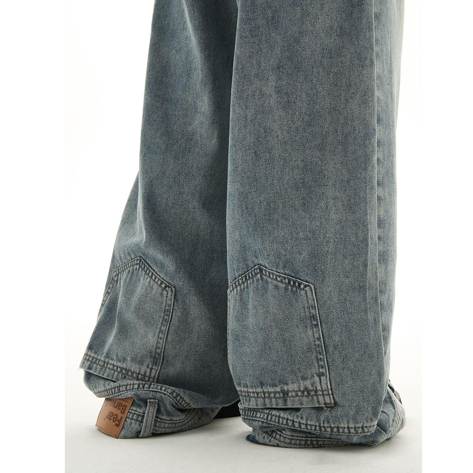 Washed Wide-legged Design Denim Pants HG7028