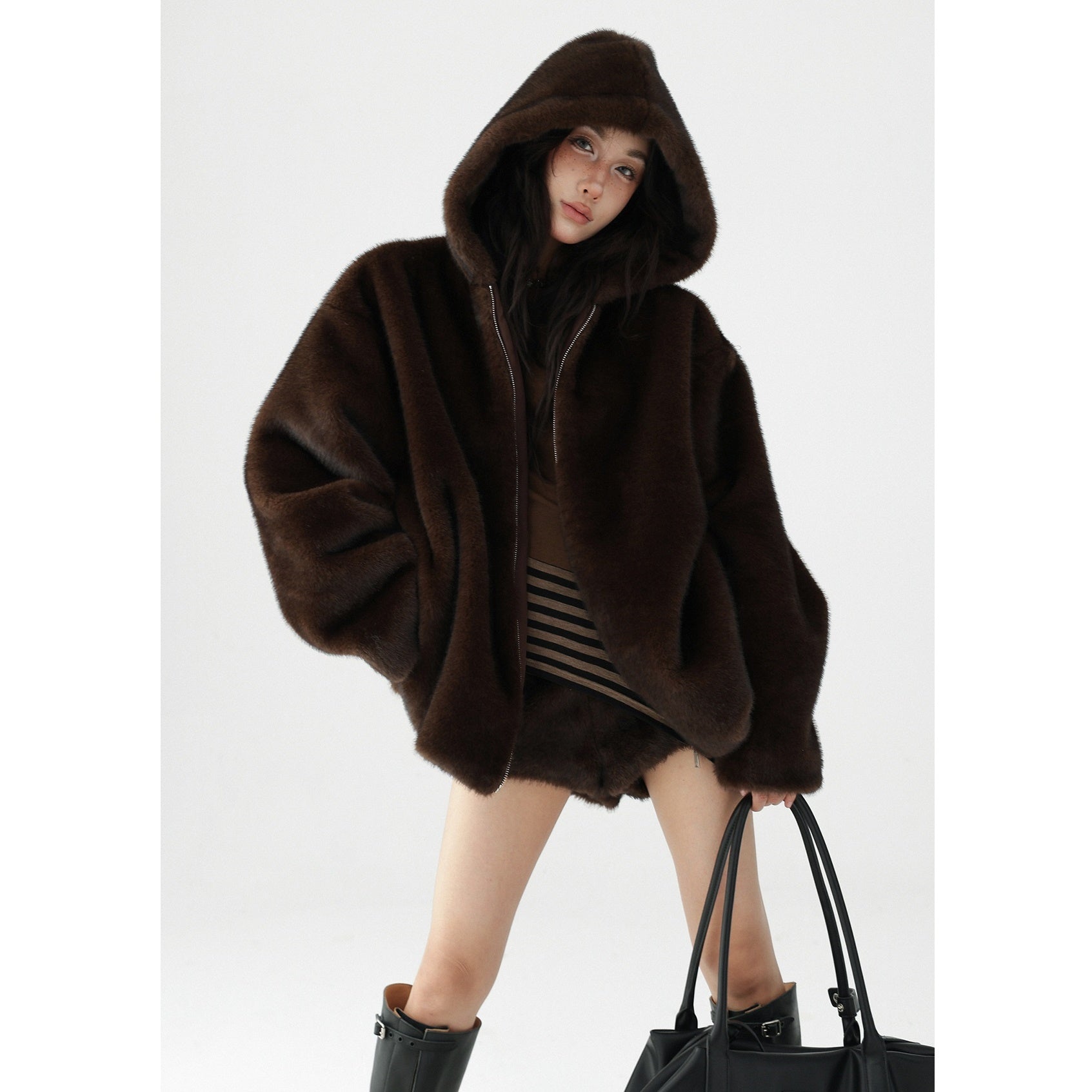 Plush Eco-Fur Hooded Blouson AC7098