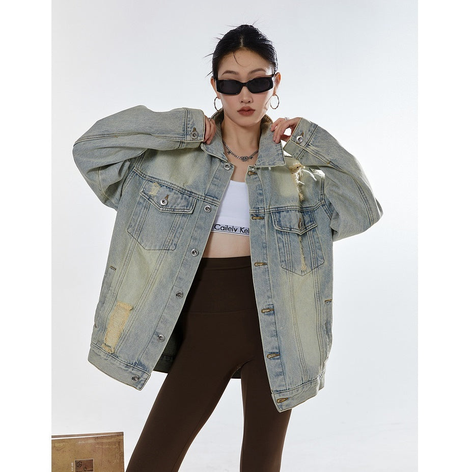 Vintage Washed Loose Denim Jacket MW9323