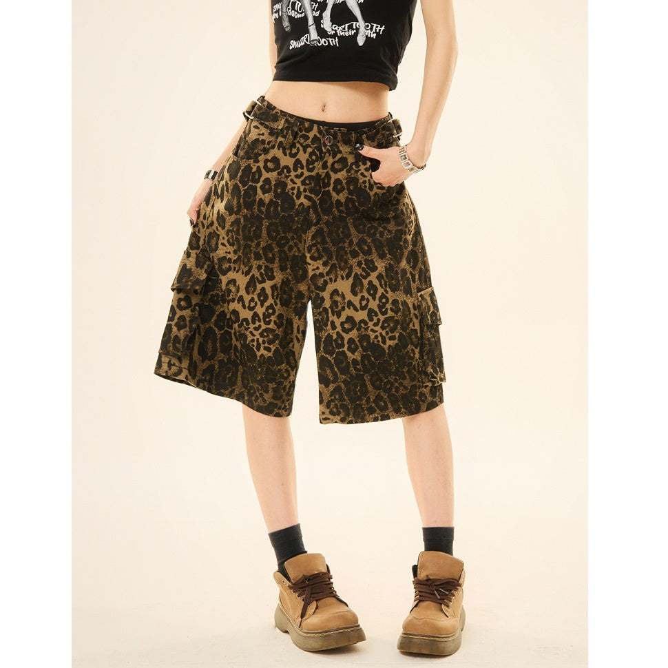 Leopard Print Loose Cropped Cargo Pants MW9266