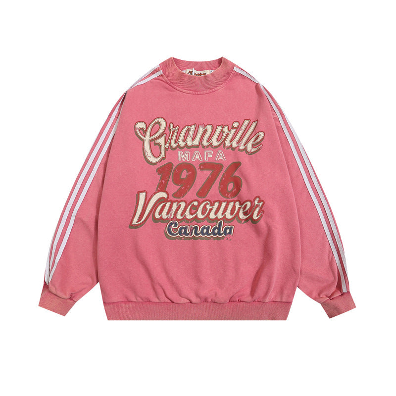 Three-bar Distressed Letter Print Sweat MW10382
