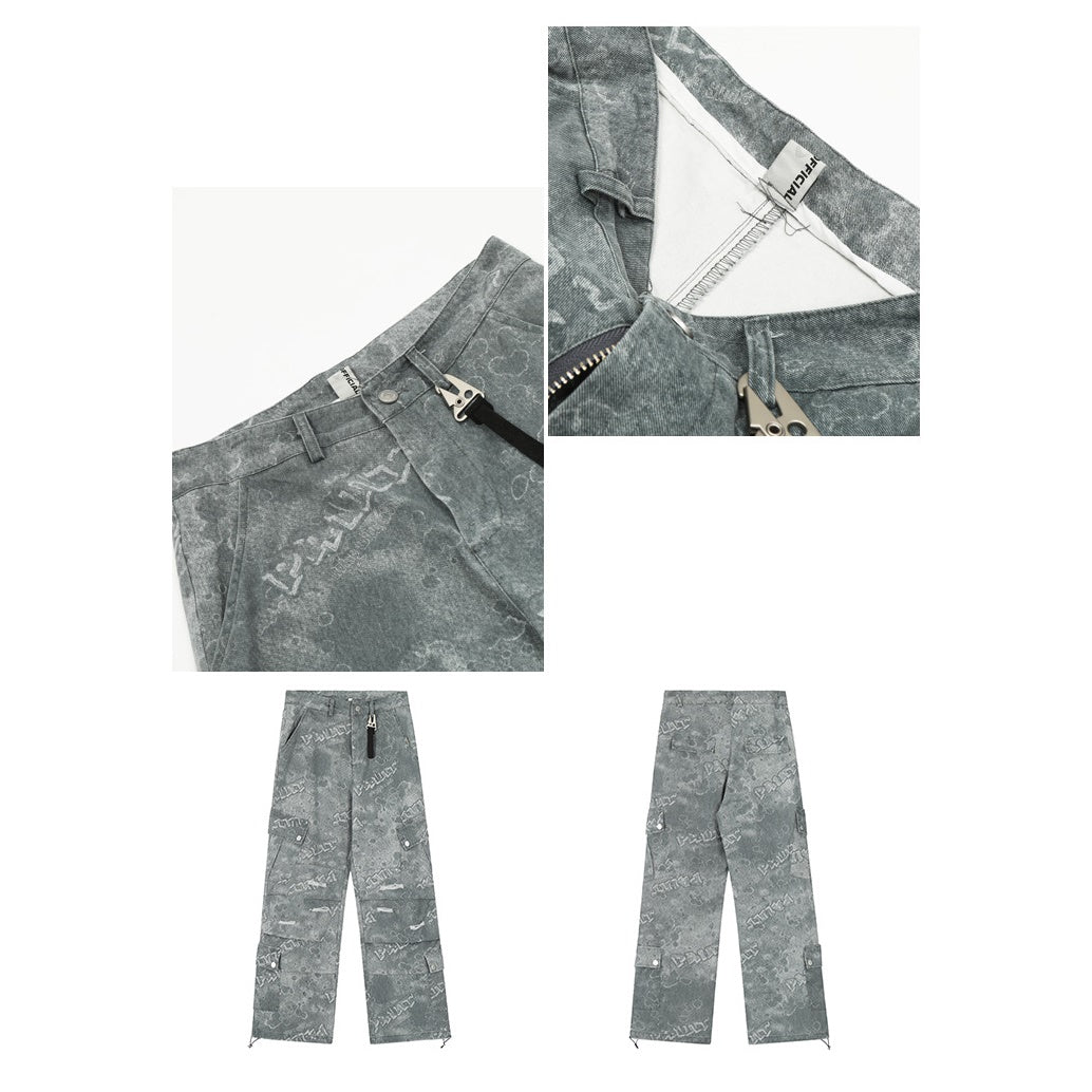 Ripped Design Loose Cargo Jeans RH025