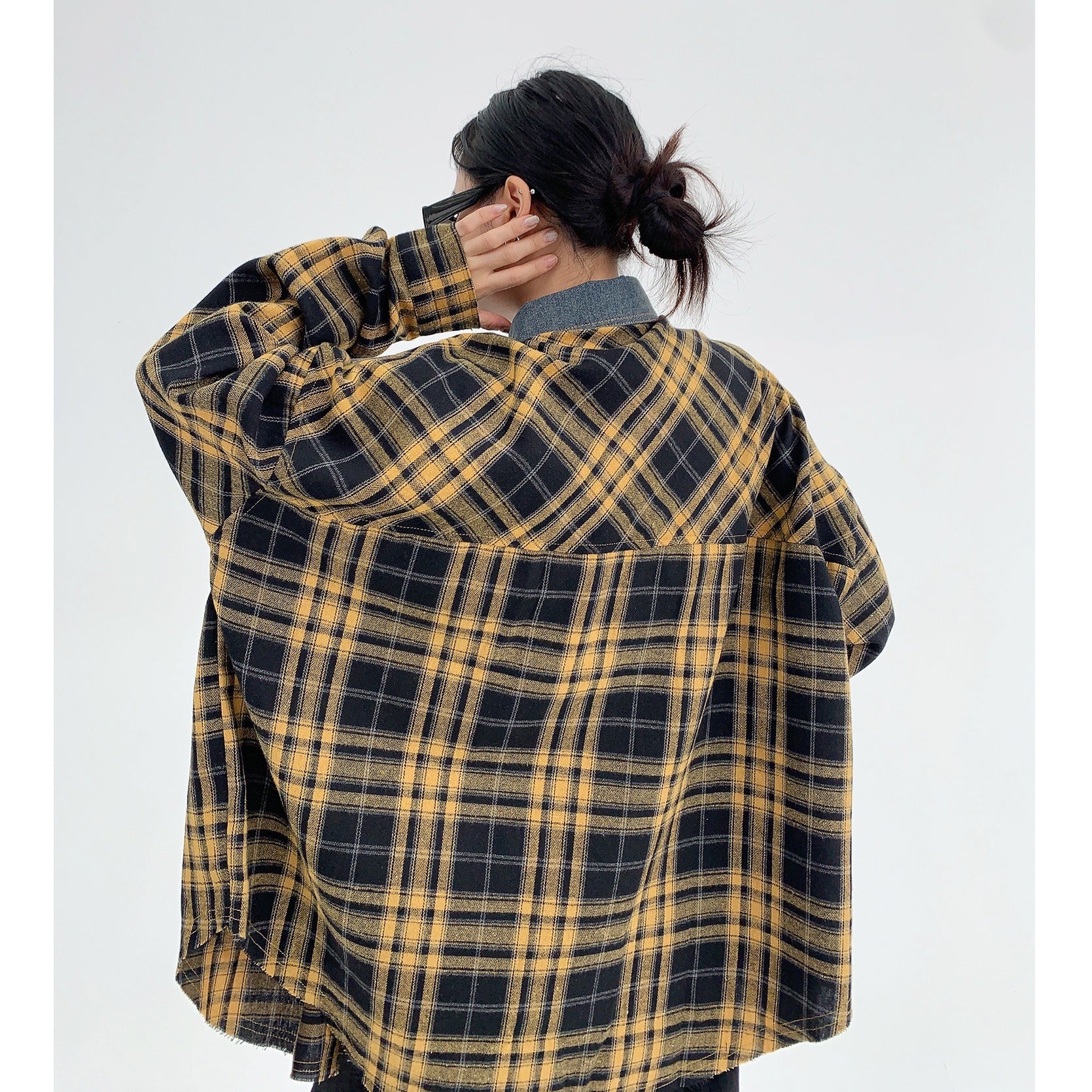 Retro Oversize Plaid Long-sleeved Shirt MW9435