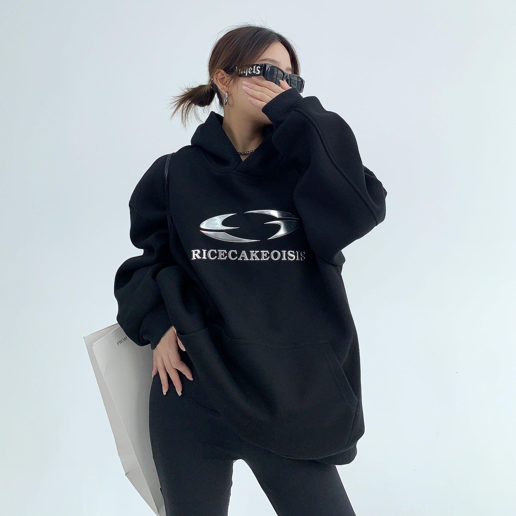 Oversize Metallic Logo Hoodie MW9516