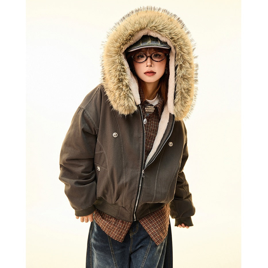 Fur Collar Work Style Hooded Blouson MW9807