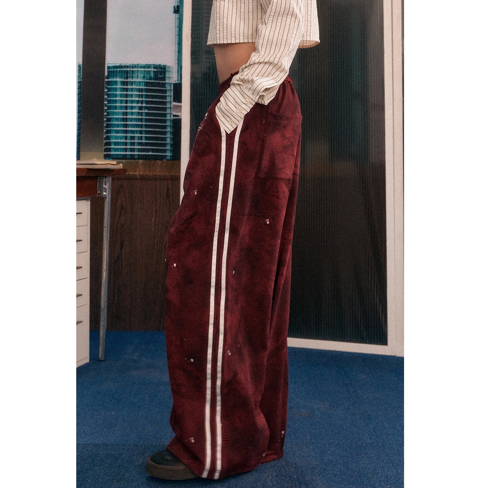 Tie-dye Heavy Loose Ripped Wide-leg Pants EZ161