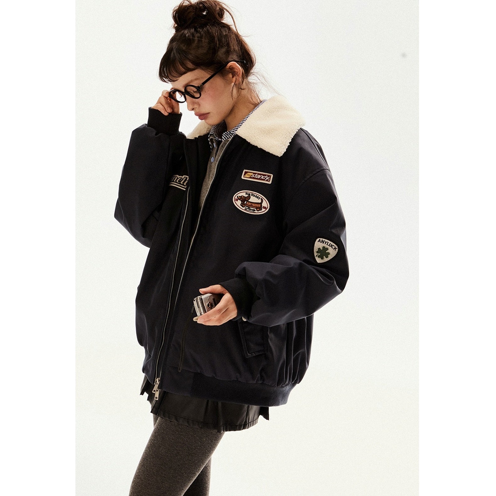 Loose Baseball Embroidered Label Quilting Jacket EZ204